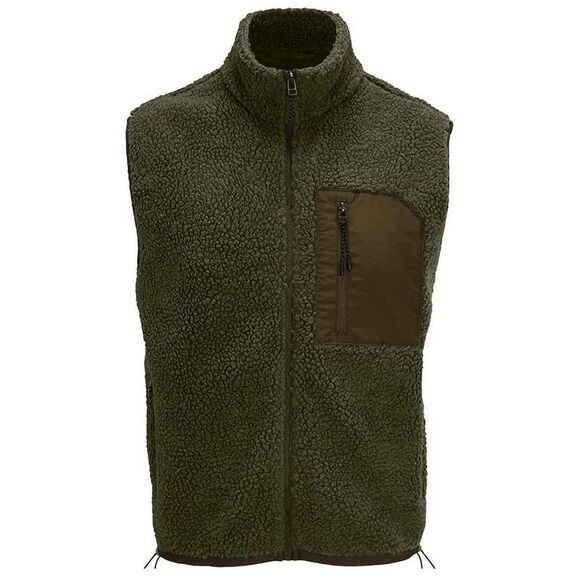 SOLS Unisex Adult Fury Sherpa Body Warmer / Army/Dark Army - Picture 1 of 3